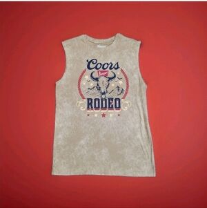 Coors Mens Size Small Rodeo Bull Horns Banquet Beer Tank Top Sleeveless T-Shirt